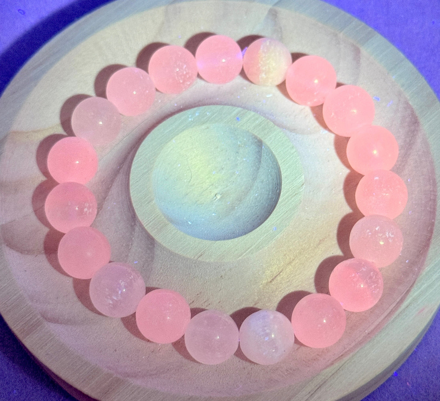 Bracelet perles rondes en calcite rose pierre semi précieuse