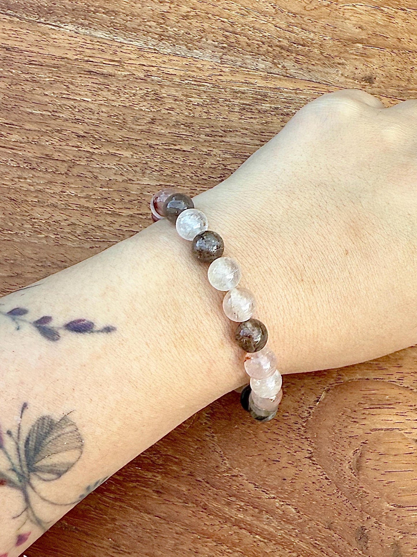 Bracelet quartz jardin lodolite pierre semi précieuse