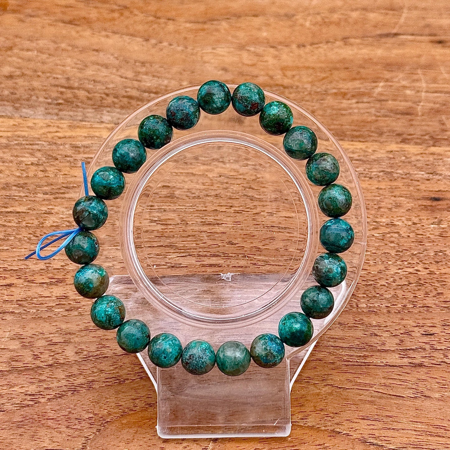 Bracelet en perles rondes en azurite pierre semi précieuse