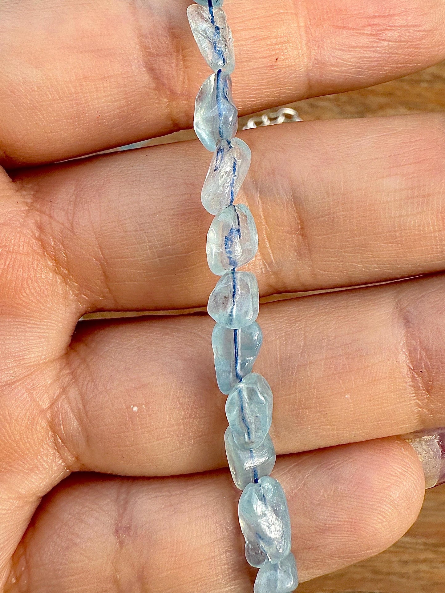 Collier en aigue marine pierre naturelle semi précieuse