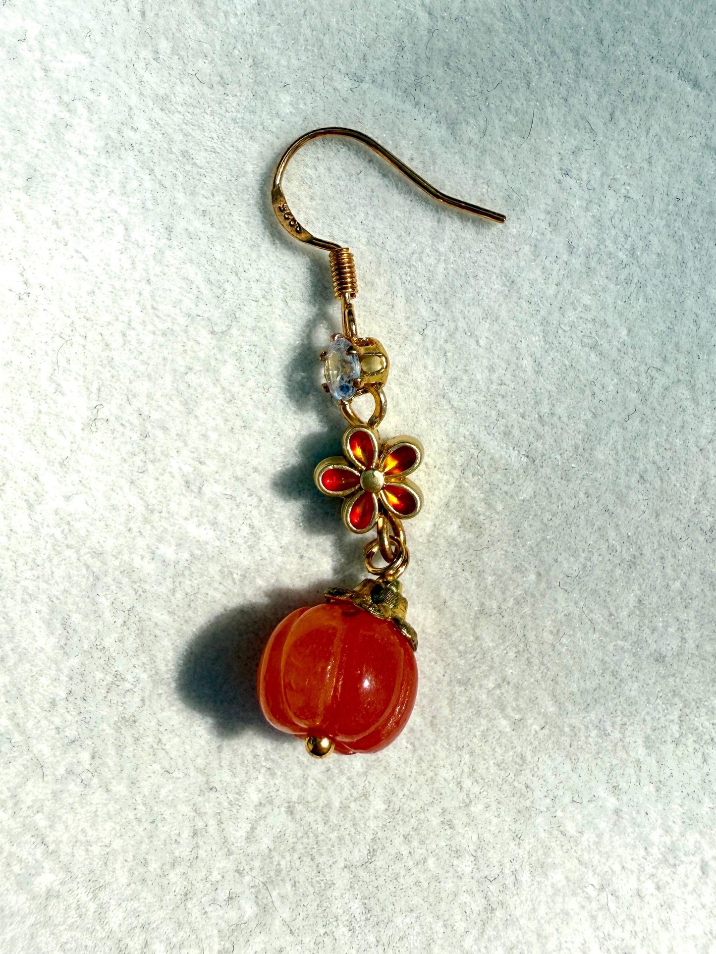 Boucle d’oreille citrouille en aventurine orange pierre semi précieuse