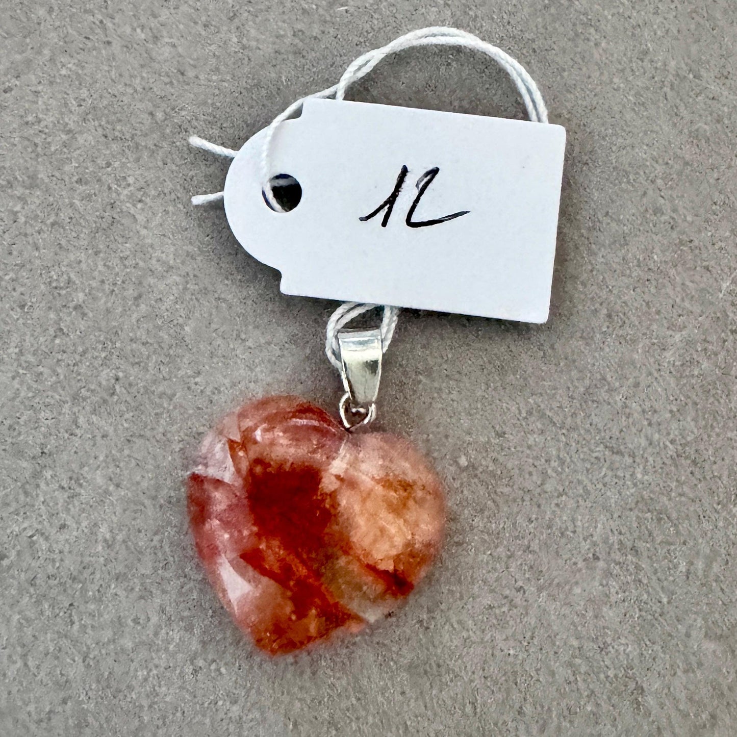 Pendentif cœur en quartz hematoide - quartz de feu pierre naturelle semi précieuse