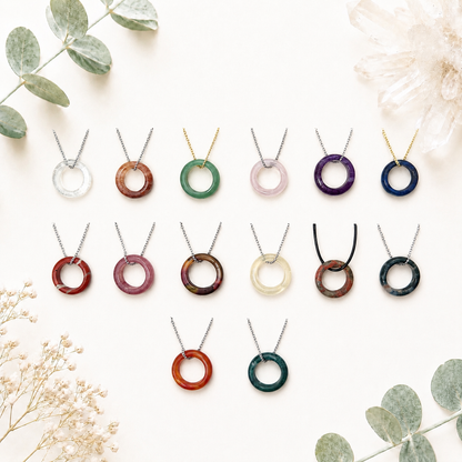 Collier anneaux en pierre semi precieuse