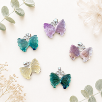 Pendentif papillon en fluorite pierre naturelle semi précieuse