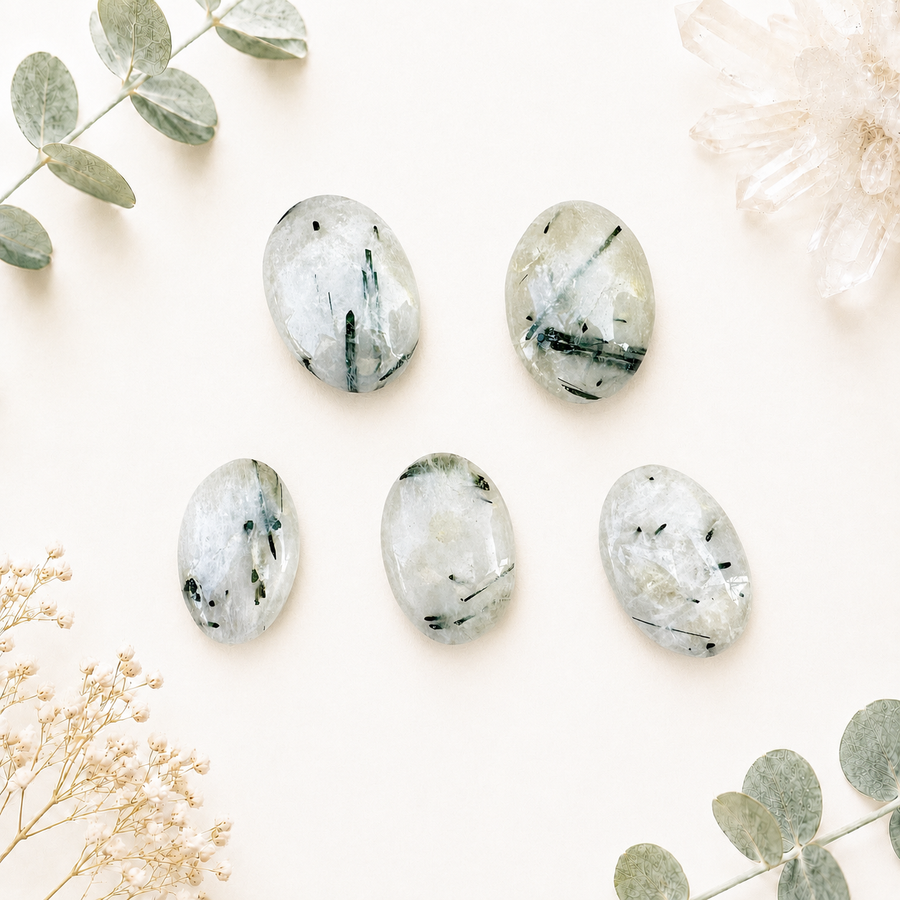 Quartz tourmaline forme palmstone pierre naturelle semi precieuse