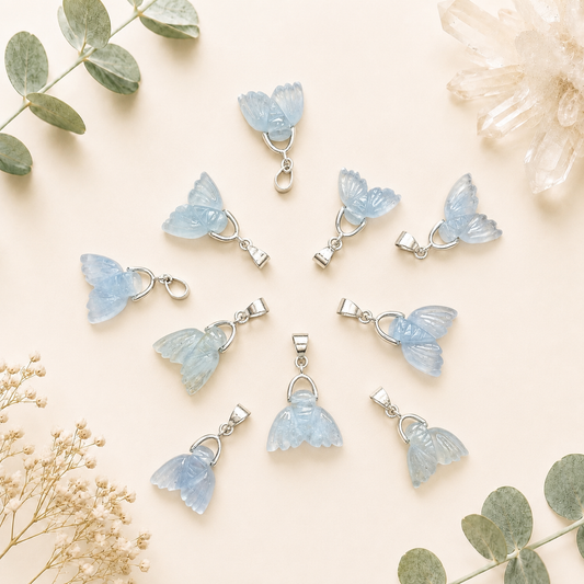 Pendentif queue de sirène en aigue marine pierre naturelle semi précieuse