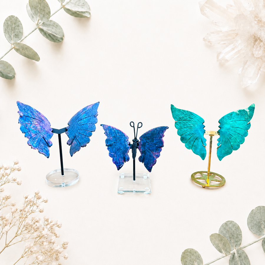 Ailes de papillon en pierre de lune teintée pierre naturelle semi précieuse