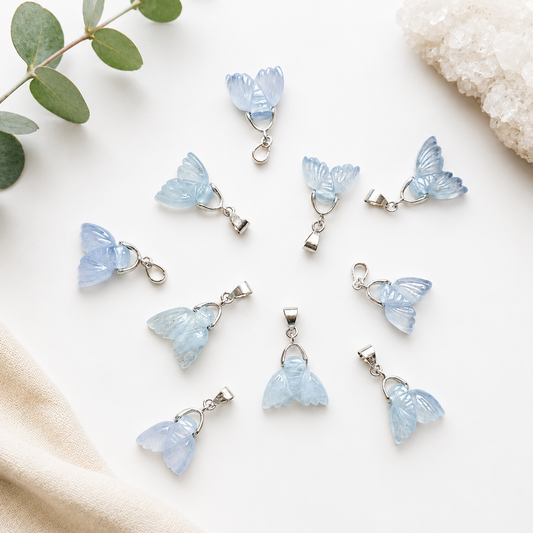 Pendentif queue de sirène en aigue marine pierre naturelle semi précieuse