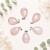 Collier pendentif goutte en quartz rose en pierre naturelle