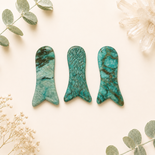Gua sha visage en amazonite pierre naturelle semi précieuse