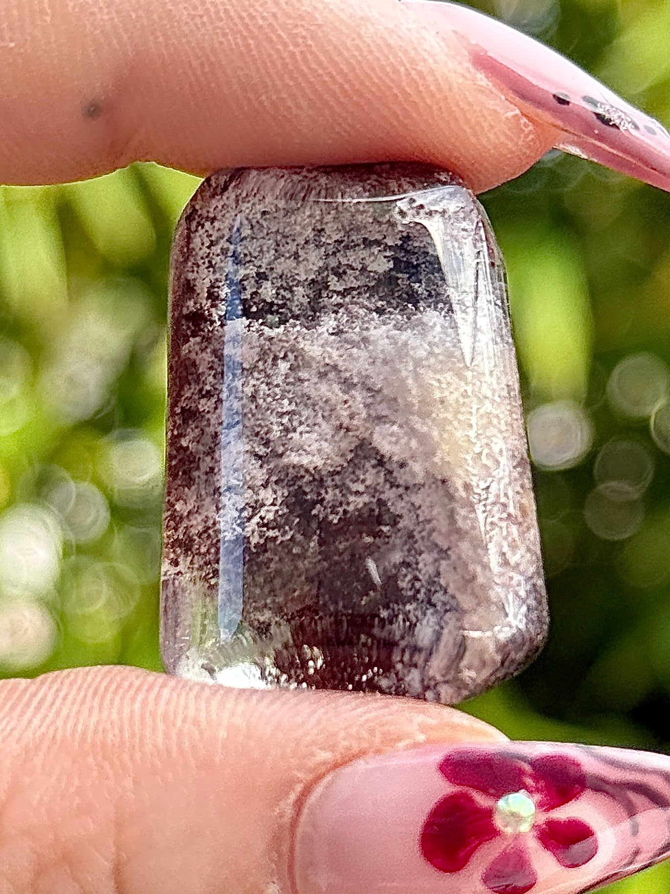 Cabochon quartz lodolite - quartz jardin pierre semi precieuse