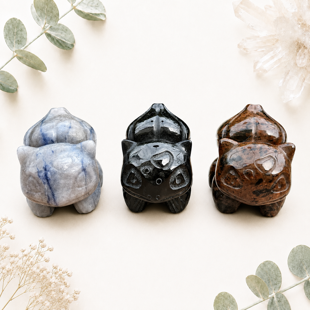 Grande figurine pokemon - bulbizarre en pierre naturelle