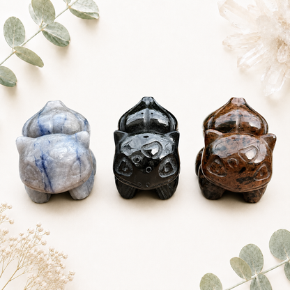 Grande figurine pokemon - bulbizarre en pierre naturelle
