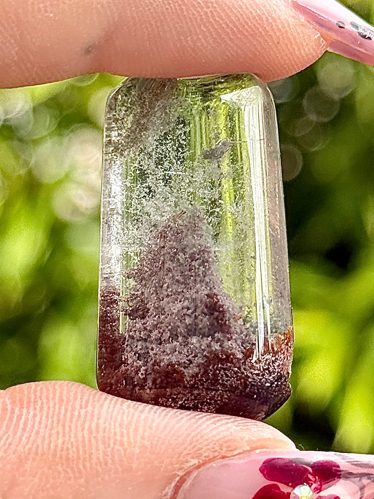 Cabochon quartz lodolite - quartz jardin pierre semi precieuse
