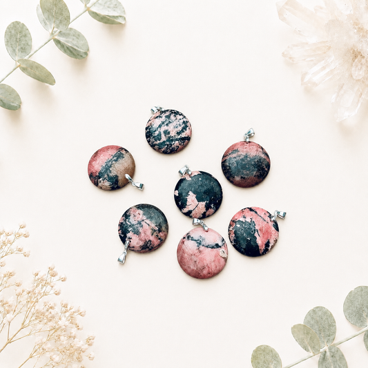 Pendentif rhodonite pierre semi précieuse