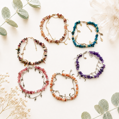 Bracelet de cheville pierre naturelle semi précieuse