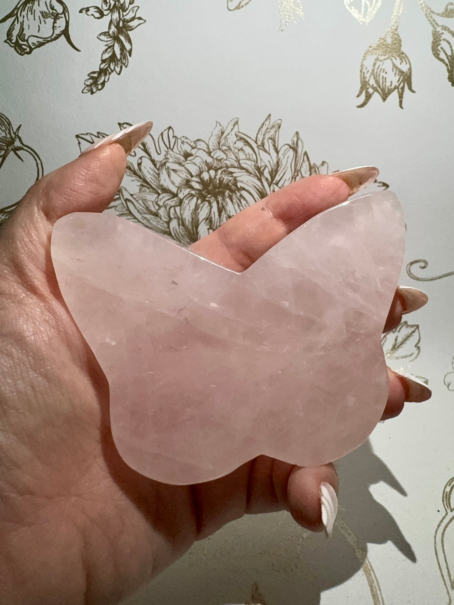 Grand papillon en quartz rose pierre naturelle semi precieuse