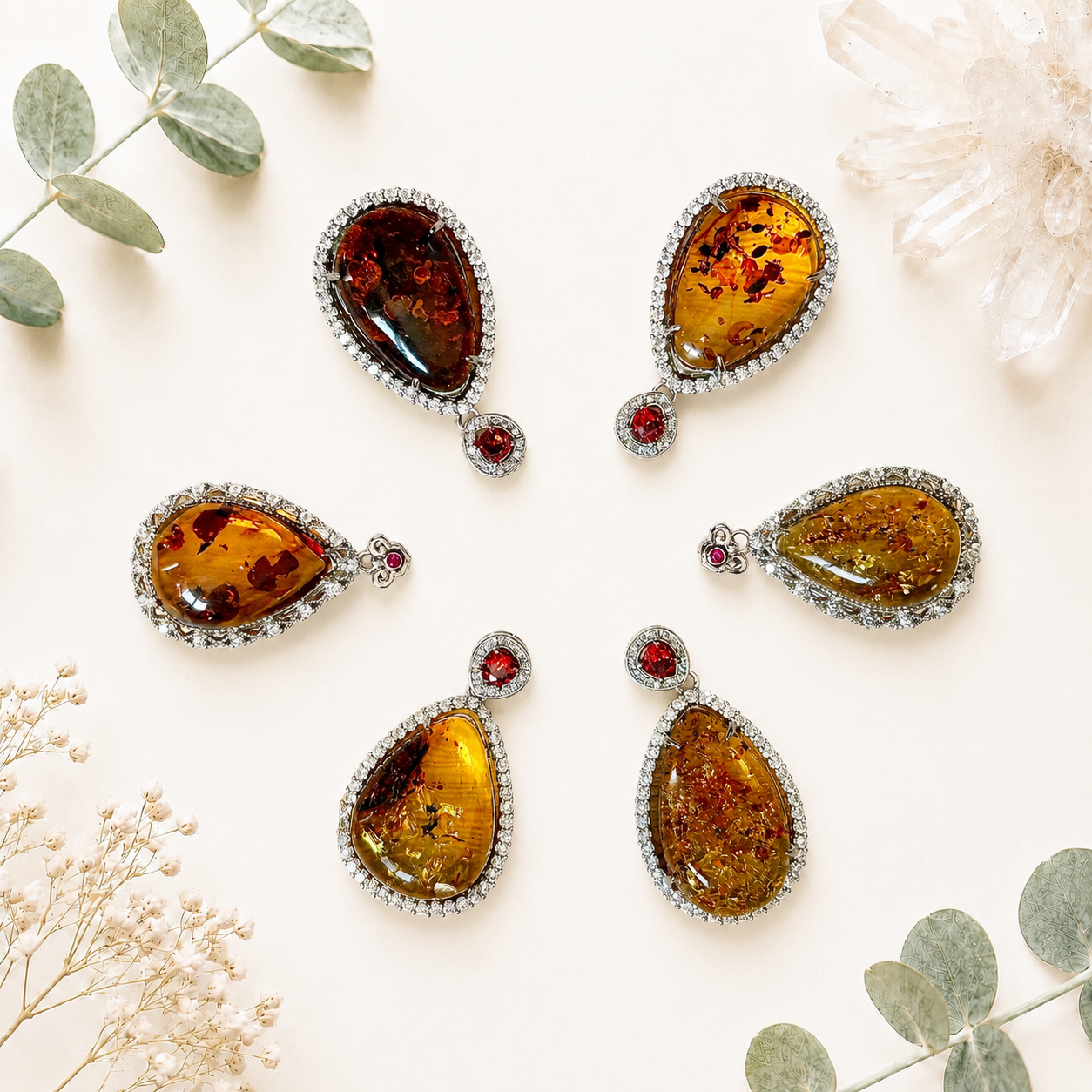 Pendentif en ambre pierre naturelle semi précieuse