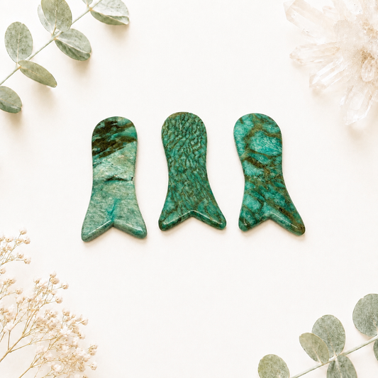 Gua sha visage en amazonite pierre naturelle semi précieuse