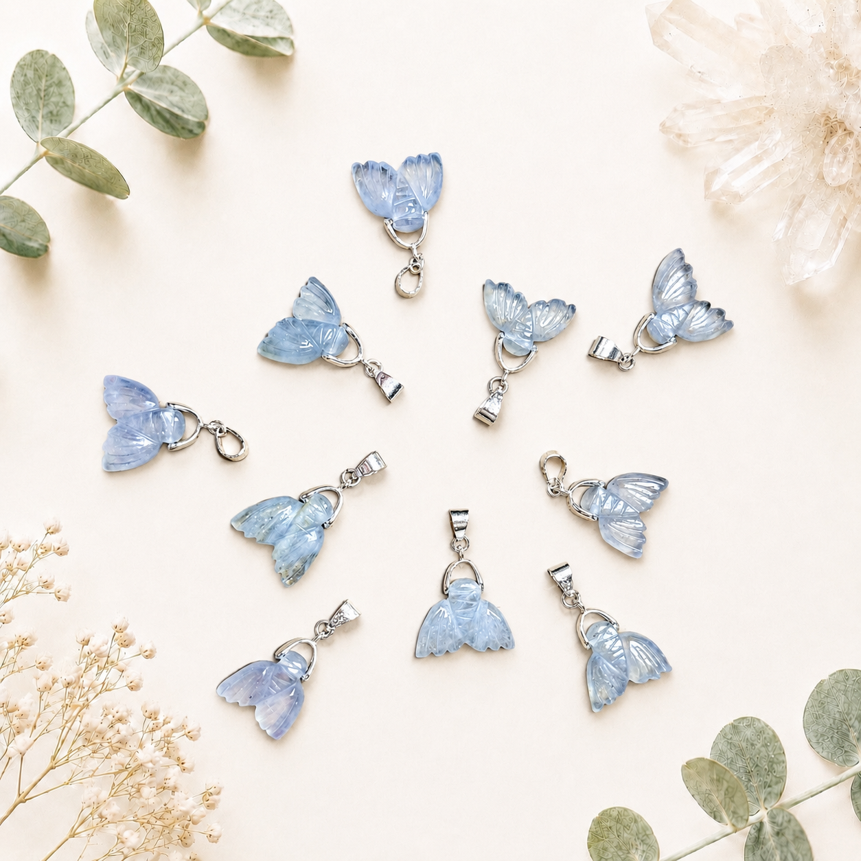 Pendentif queue de sirène en aigue marine pierre naturelle semi précieuse