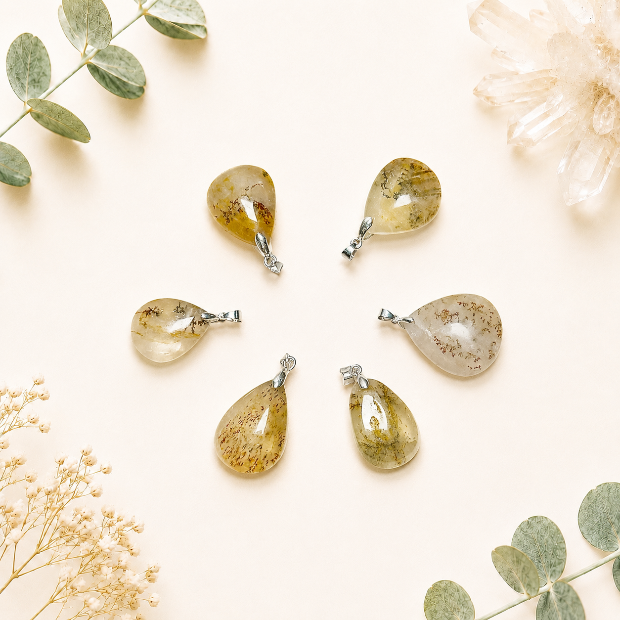 Pendentif en agate dentritique pierre naturelle