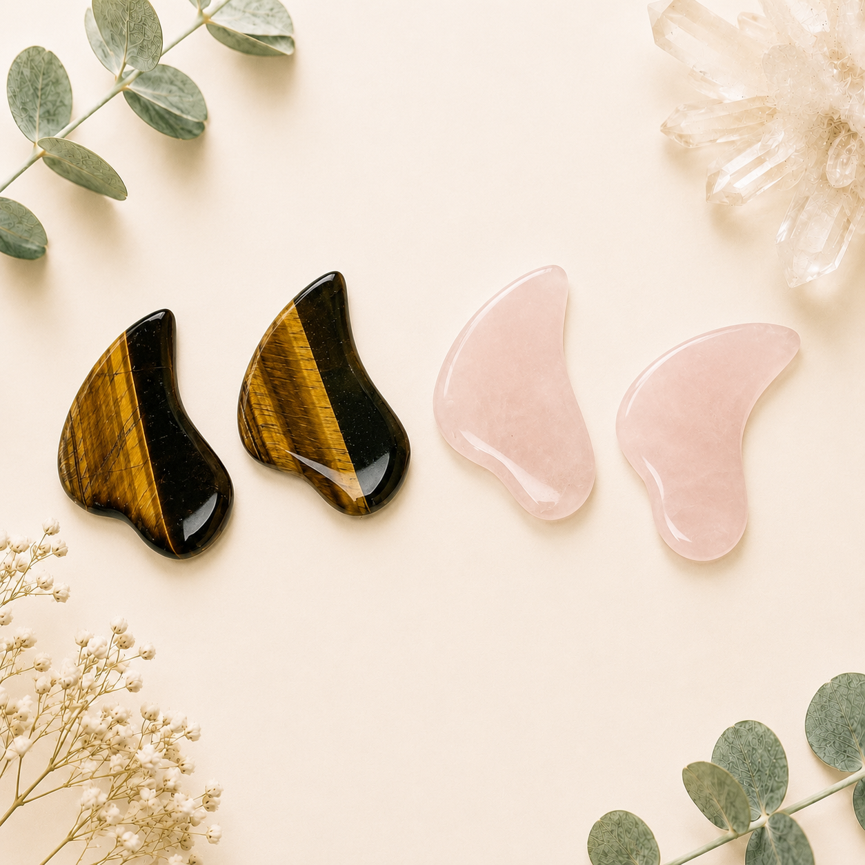 Mini gua sha visage en pierre naturelle semi précieuse
