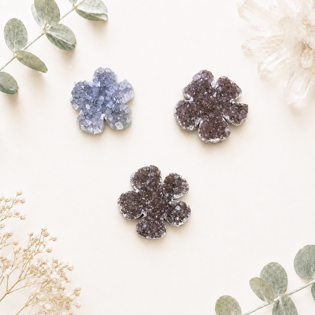 Fleurs en amethyste brute pierre naturelle semi précieuse