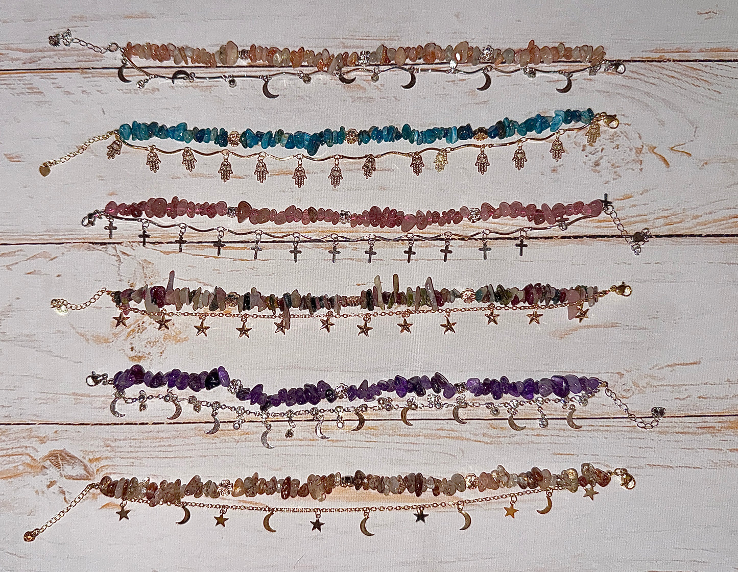 Bracelet de cheville pierre naturelle semi précieuse