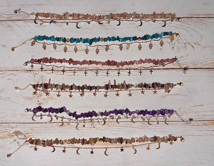 Bracelet de cheville pierre naturelle semi précieuse