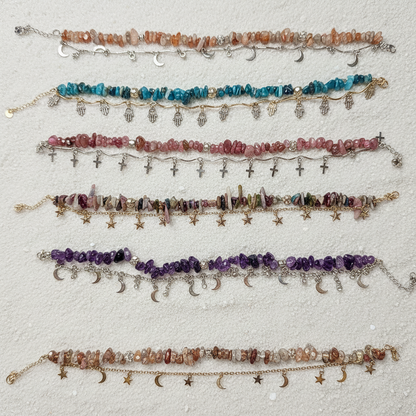 Bracelet de cheville pierre naturelle semi précieuse