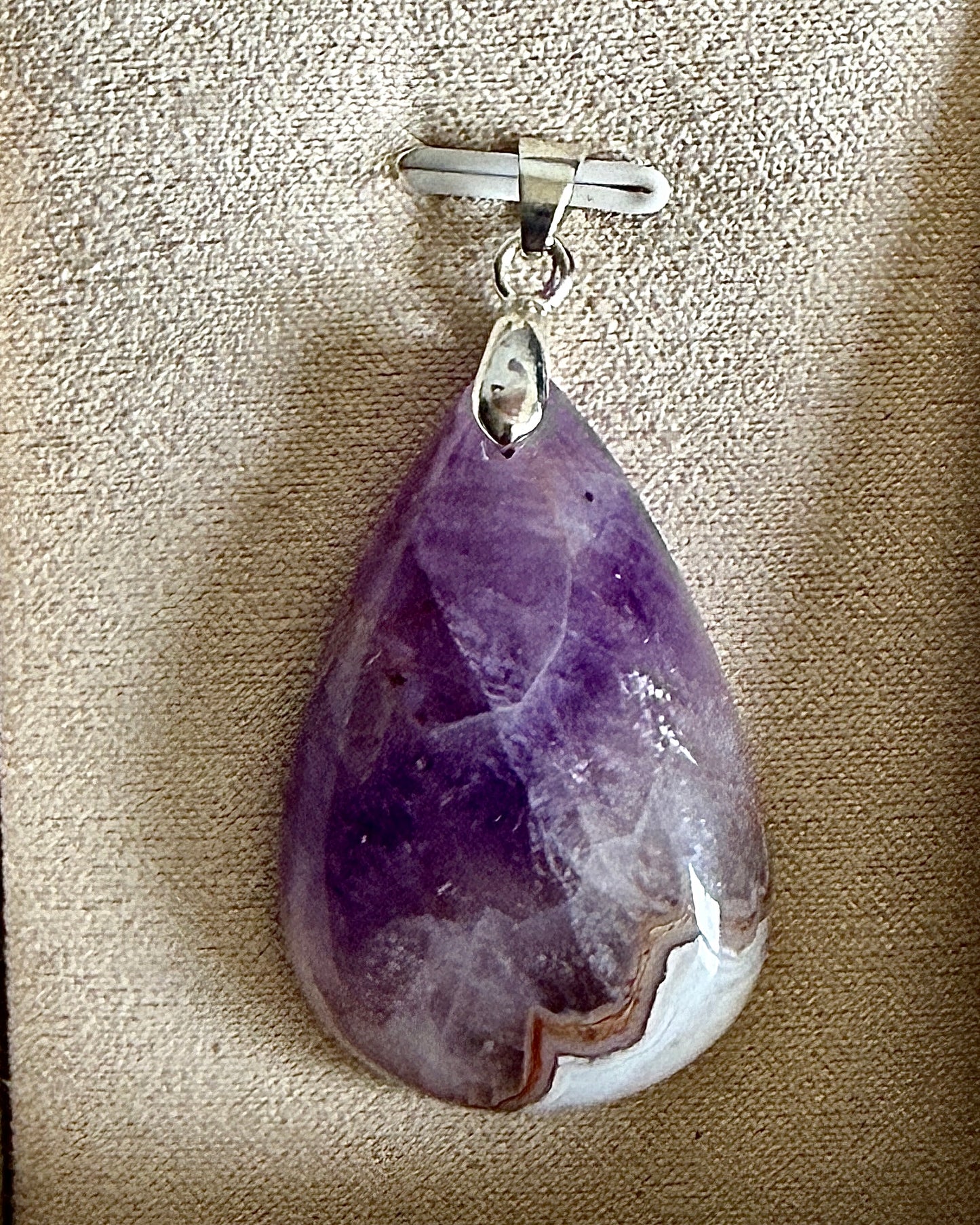 Pendentif en améthyste et agate dentelle blanche pierre naturelle semi précieuse