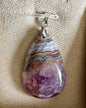 Pendentif en améthyste et agate dentelle blanche pierre naturelle semi précieuse