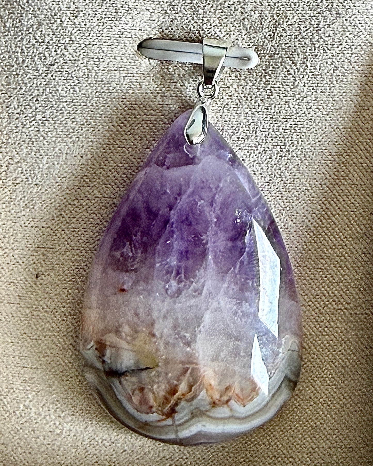 Pendentif en améthyste et agate dentelle blanche pierre naturelle semi précieuse