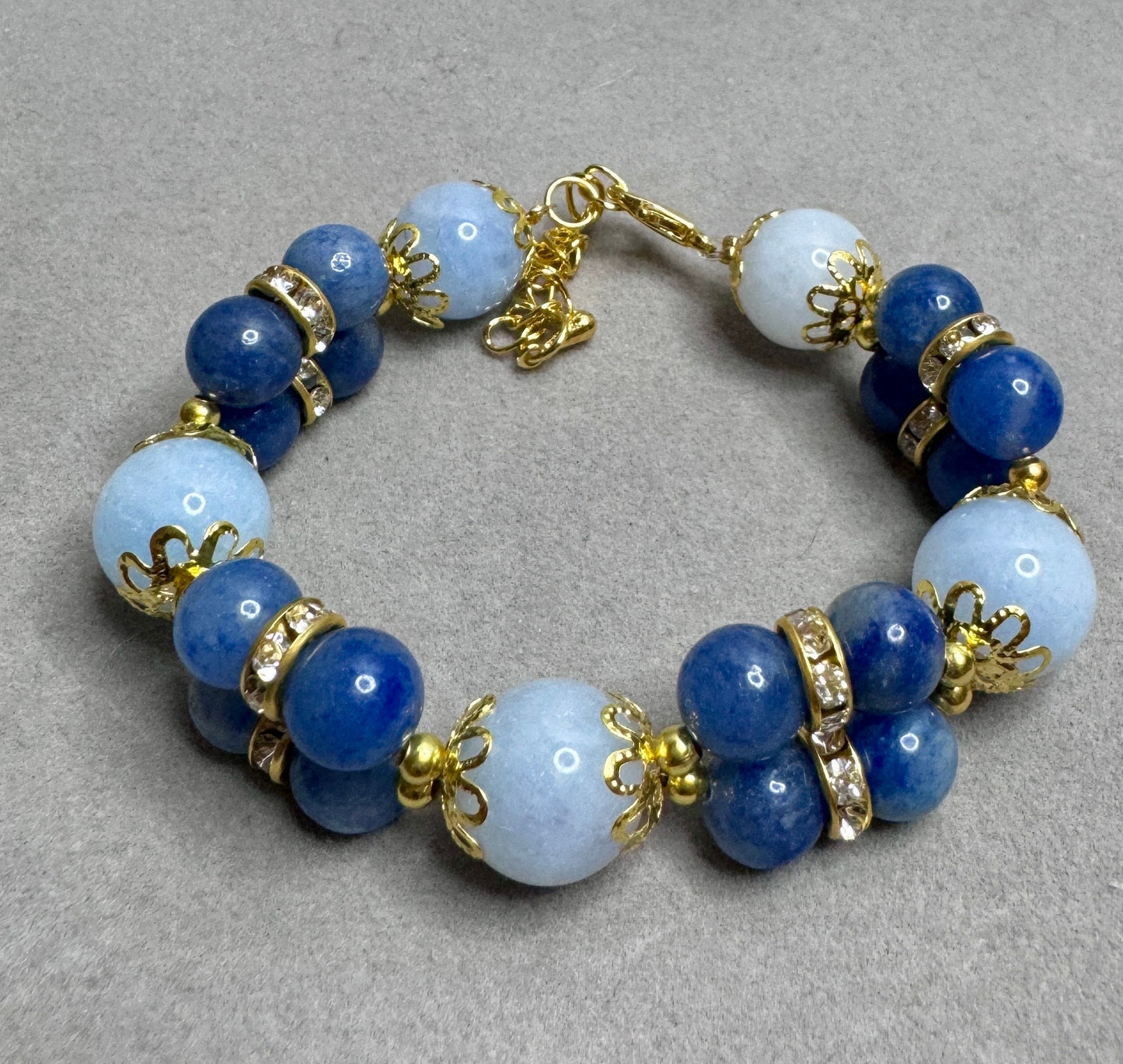 Bracelet en aventurine et morganite bleue pierre semi précieuse