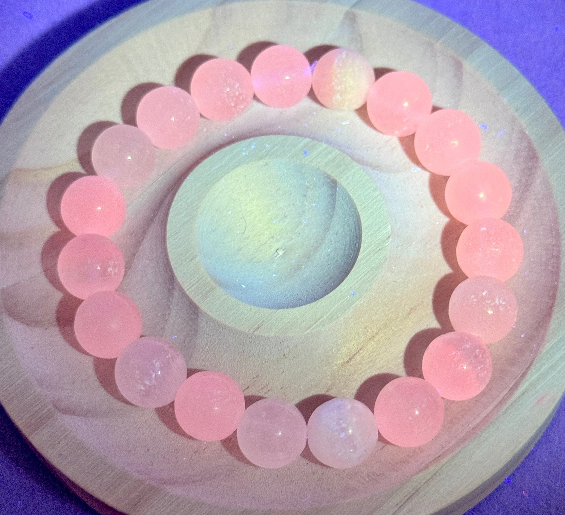 Bracelet perles rondes en calcite rose pierre semi précieuse