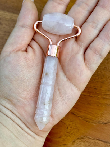 Gua cha roller visage en quartz rose pierre naturelle semi précieuse