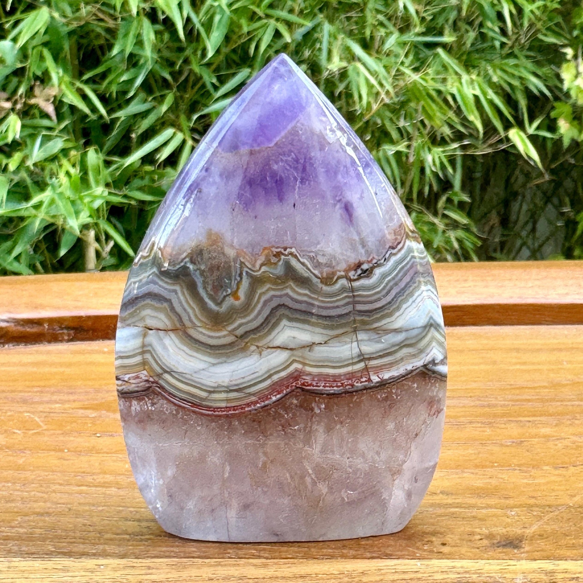 Améthyste et agate dentelle mexicaine forme goutte pierre semi precieuse