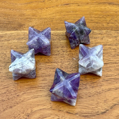 Etoile merkaba en amethyste pierre naturelle semi precieuse