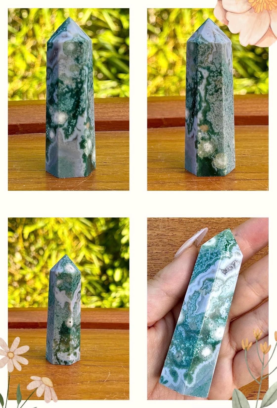 Tour en agate mousse pierre naturelle semi précieuse