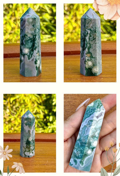 Tour en agate mousse pierre naturelle semi précieuse