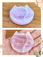 Petite coupelle tête de chat en quartz rose - support pour les bijoux