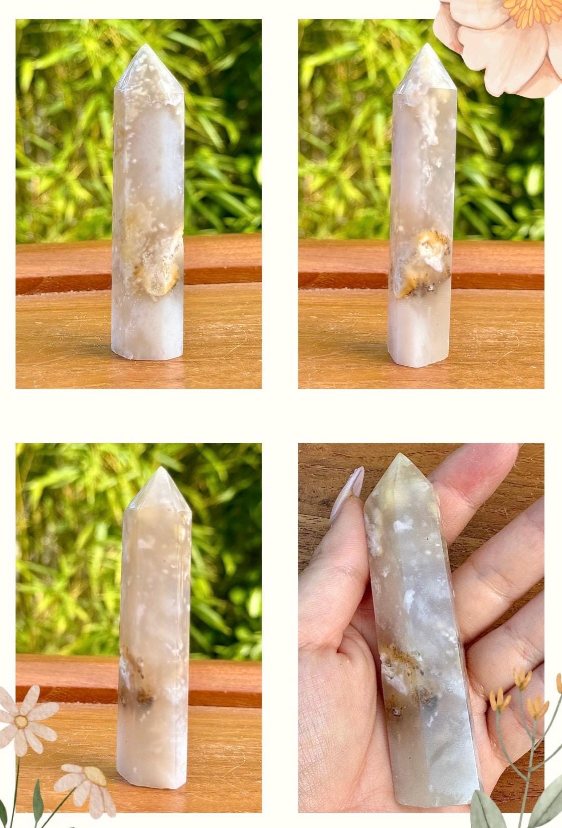 Tour agate fleur pierre naturel semi précieuse