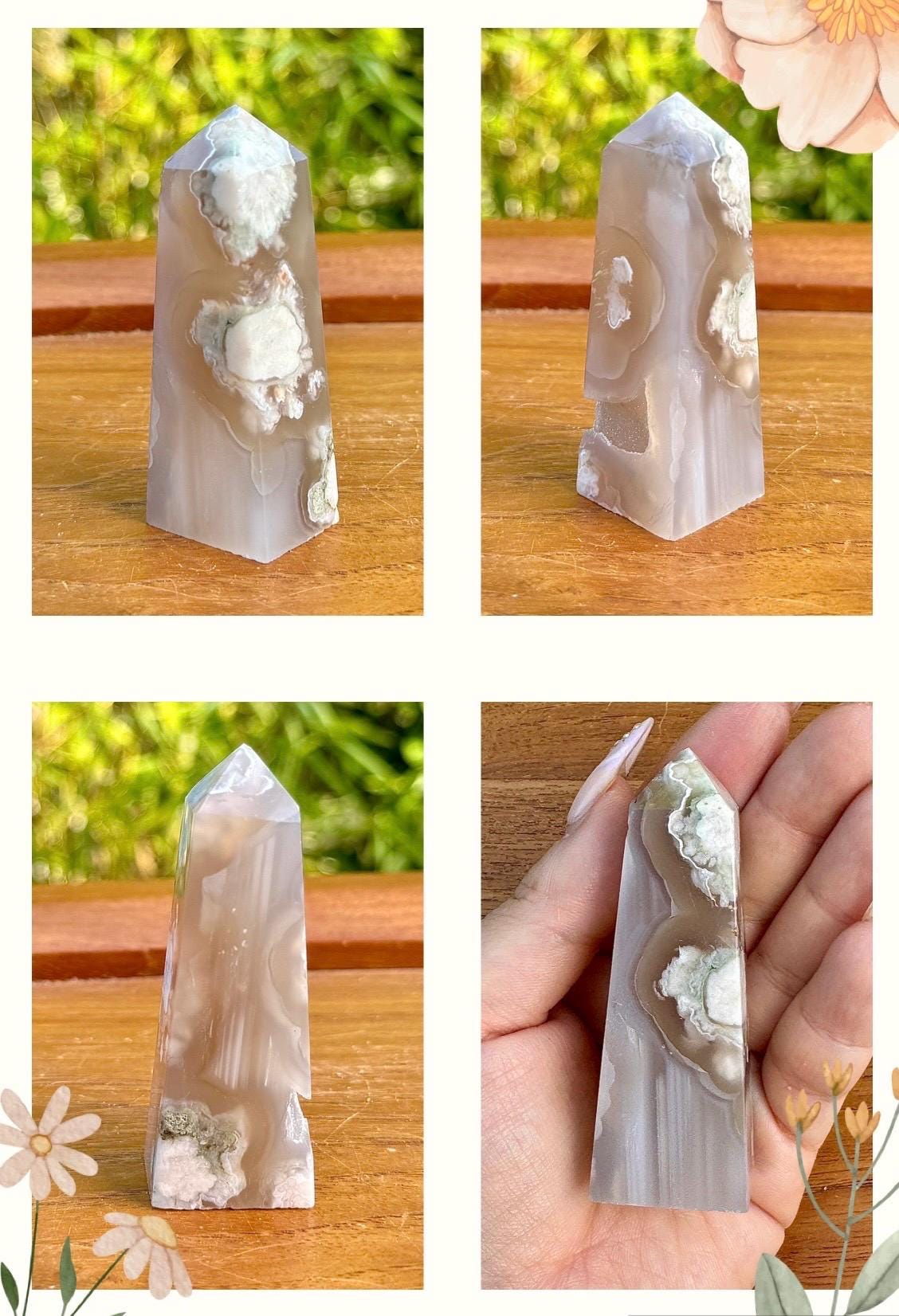 Tour agate fleur pierre naturel semi précieuse