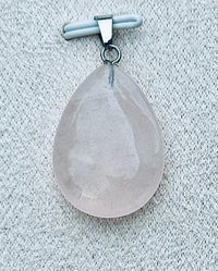 Collier pendentif goutte en quartz rose en pierre naturelle