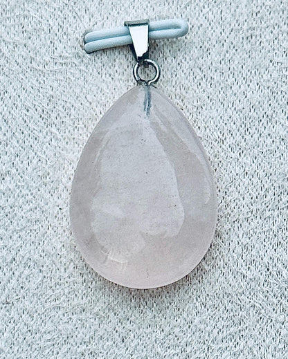 Collier pendentif goutte en quartz rose en pierre naturelle
