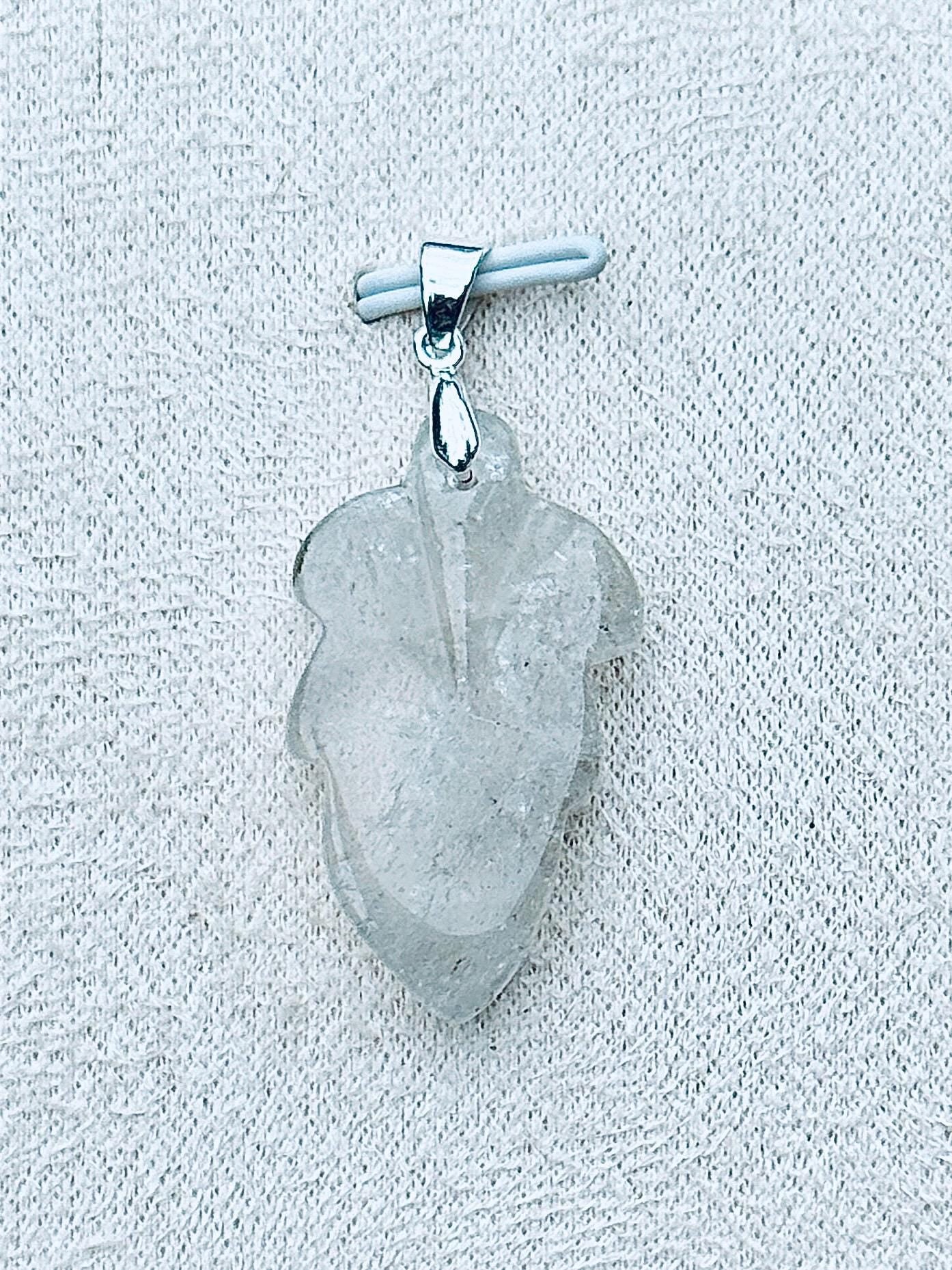 Pendentif feuille en lodolite - quartz jardin pierre naturelle semi précieuse