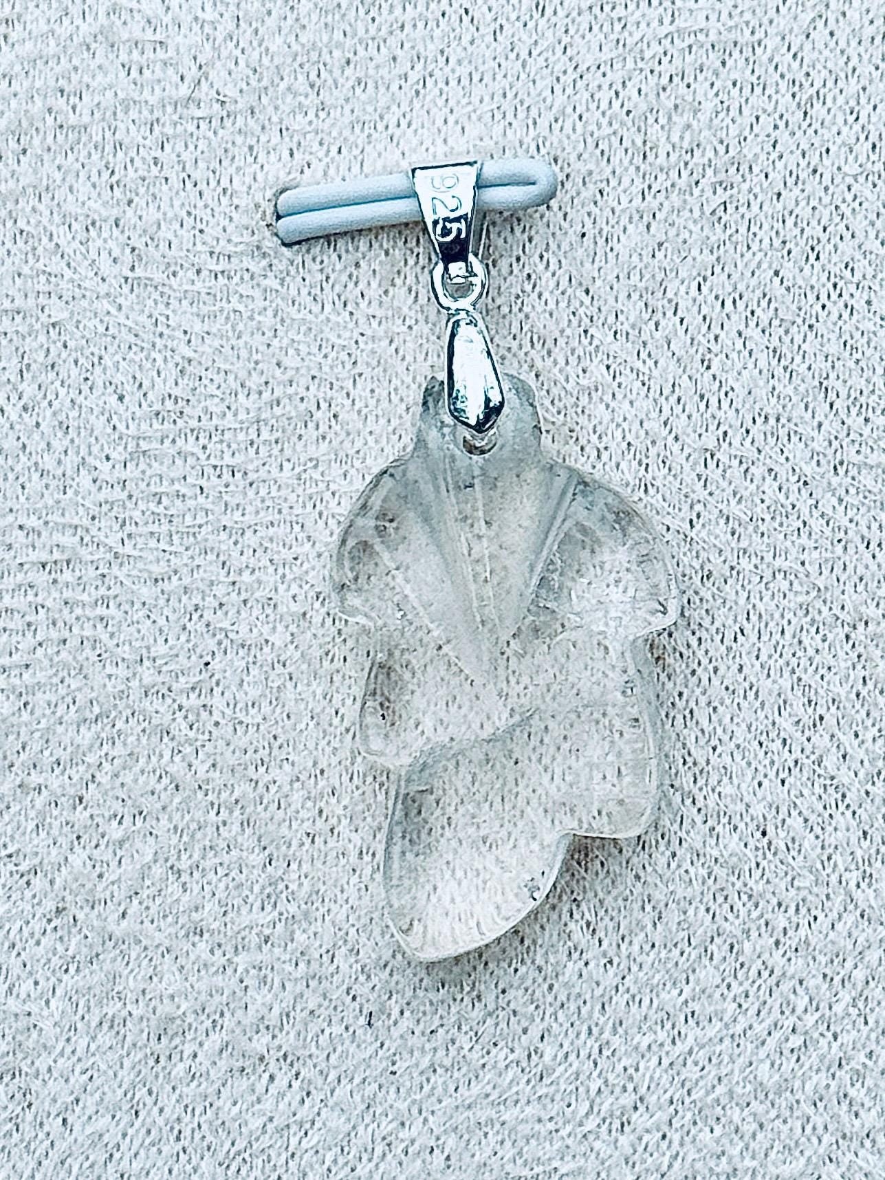 Pendentif feuille en lodolite - quartz jardin pierre naturelle semi précieuse