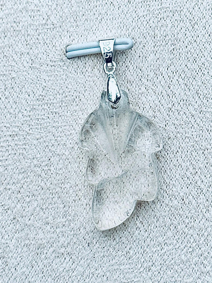 Pendentif feuille en lodolite - quartz jardin pierre naturelle semi précieuse
