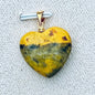 Pendentif coeur en jaspe bumblebee pierre naturelle semi précieuse et argent