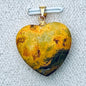 Pendentif coeur en jaspe bumblebee pierre naturelle semi précieuse et argent